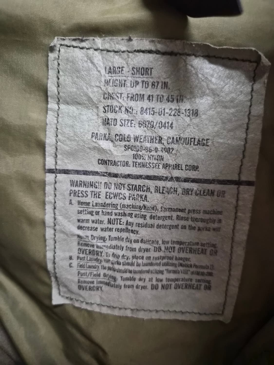 L-S) 미군 ECWCS 90's 우드랜드 코어텍스 파카 팝니다 상품이미지4