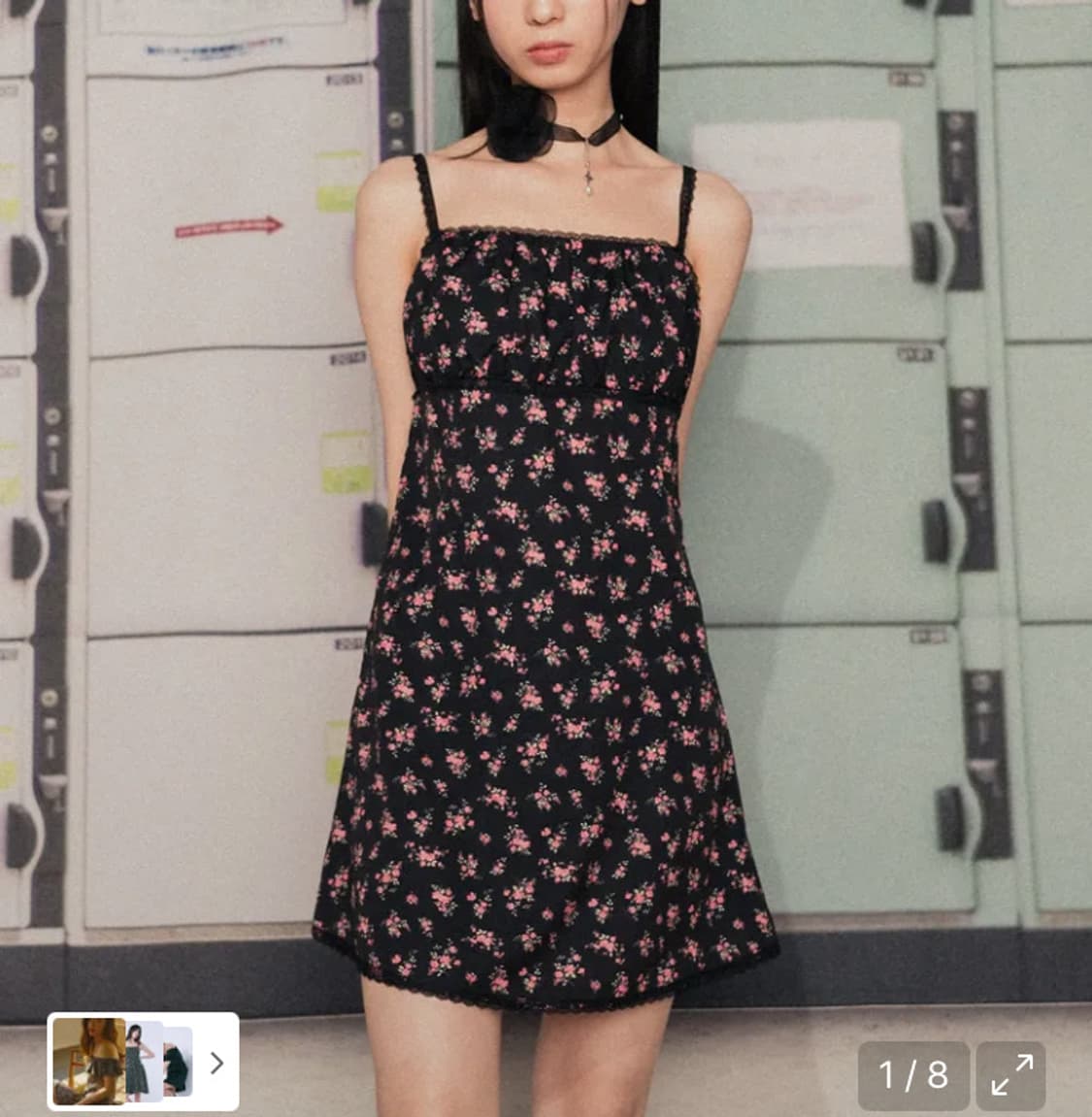 하이스쿨디스코 플라워 레이스 원피스 블랙 상품이미지1