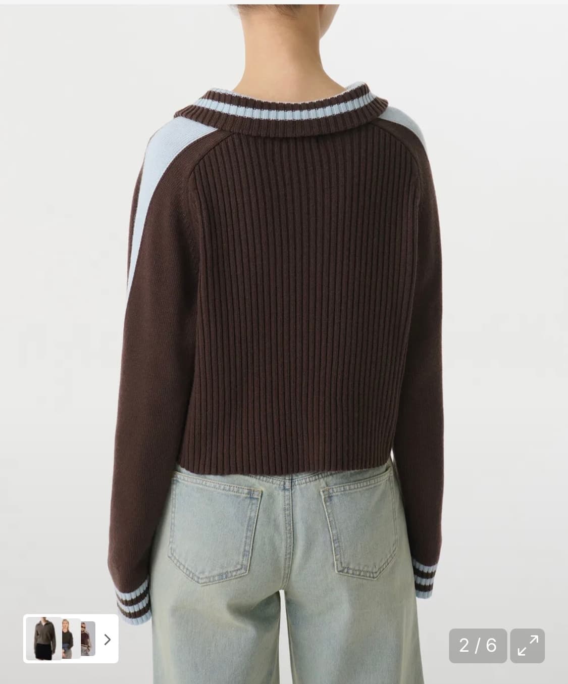 무신사 스탠다드 우먼즈 리브드 트랙 니트 하프 집업 브라운 상품이미지2