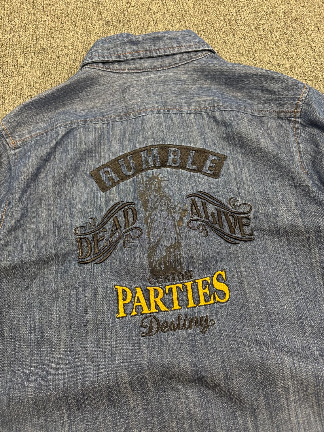 2)ETBX 빈티지 자수 프린팅 데님 반팔셔츠 상품이미지5