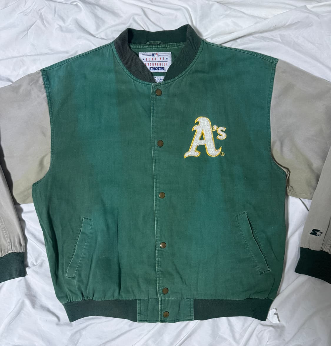 90s 스타터 오클랜드 애슬레틱스 팀 바시티 자켓 상품이미지2