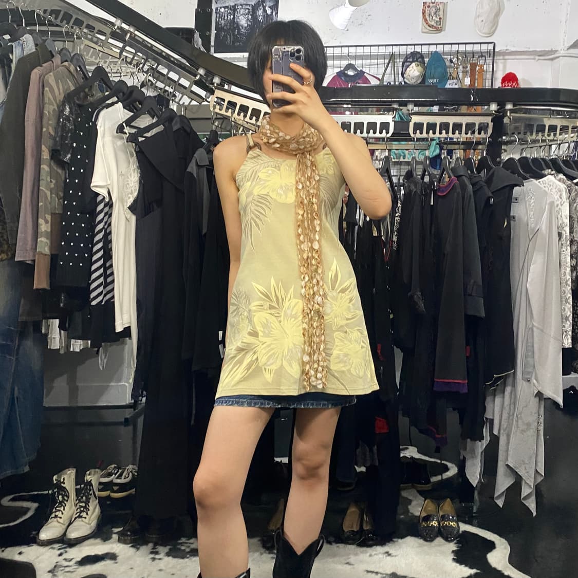Japanese vtg 우드링 디테일 백 크로스 원피스 상품이미지8