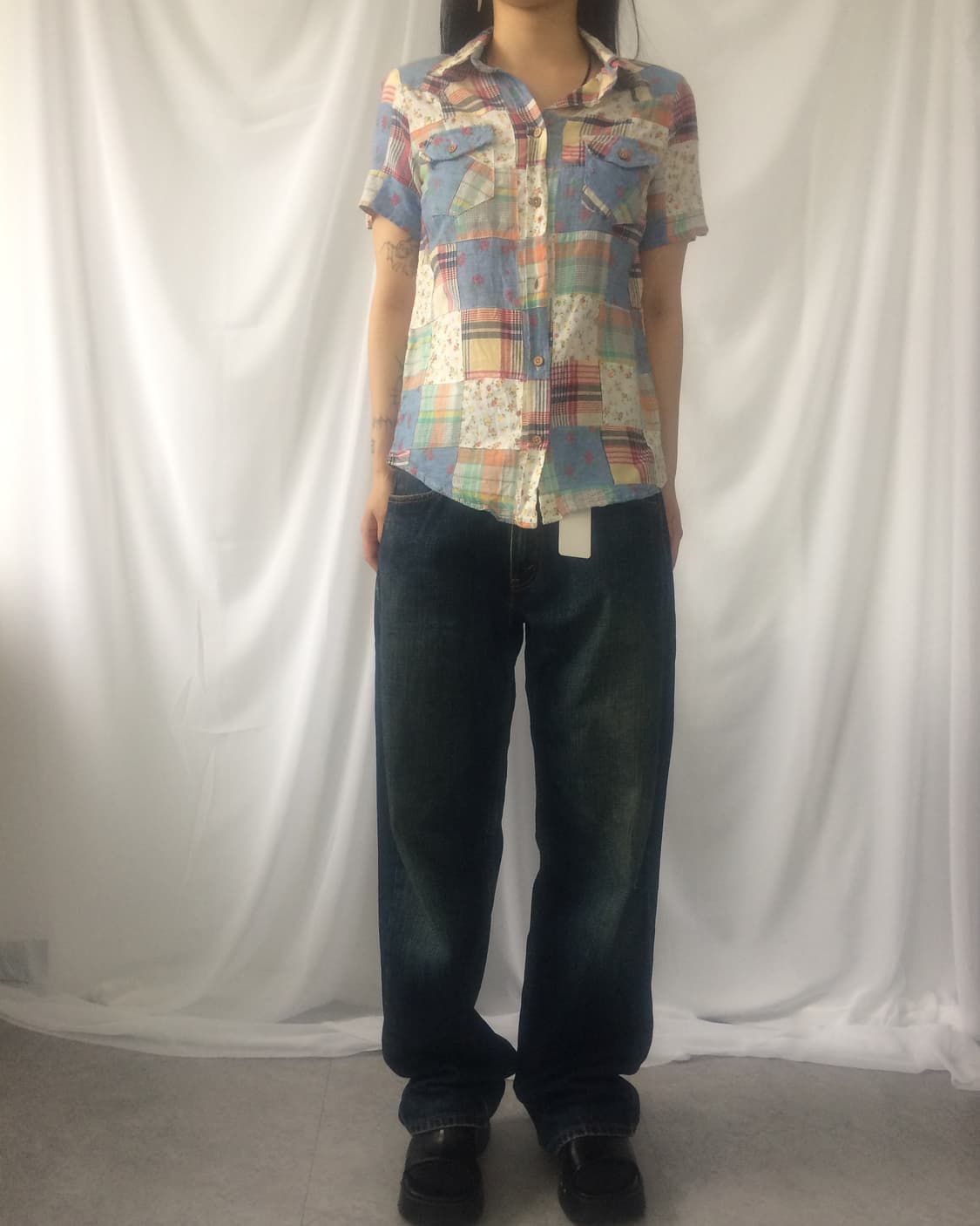Patch work shirt 상품이미지1