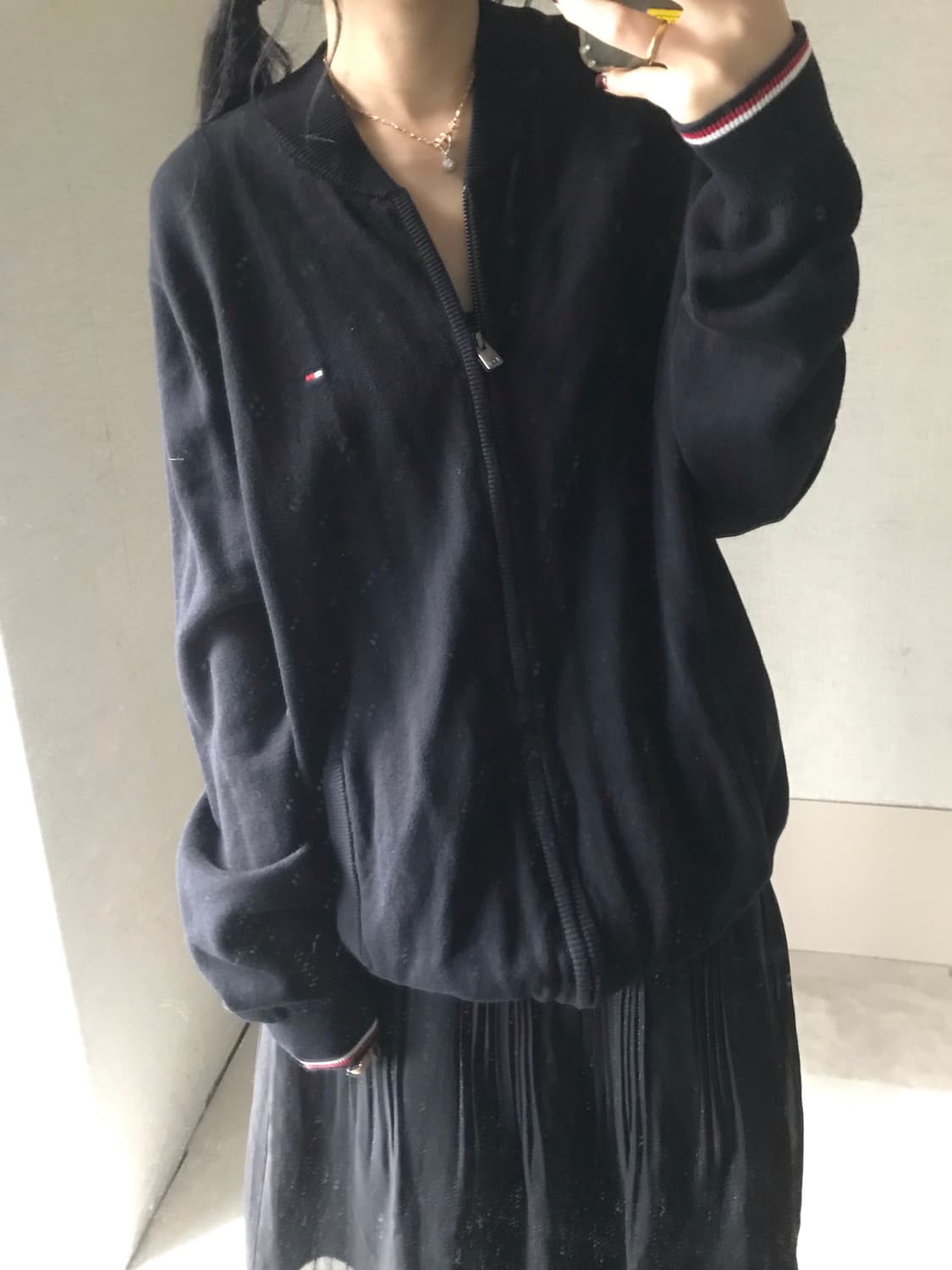 타미힐피거 블랙 오버핏 니트집업 상품이미지3