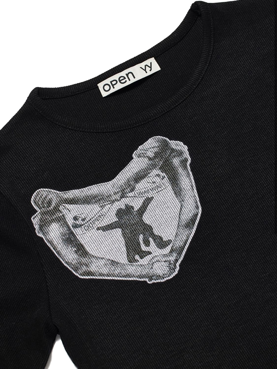 오픈와이와이 RIBBED YY HUG&HEART TOP, BLACK 상품이미지5