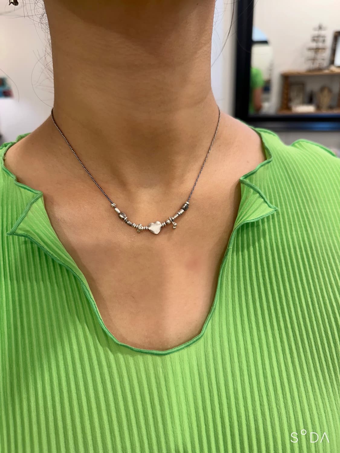 Musta karensilver mix necklace 상품이미지5