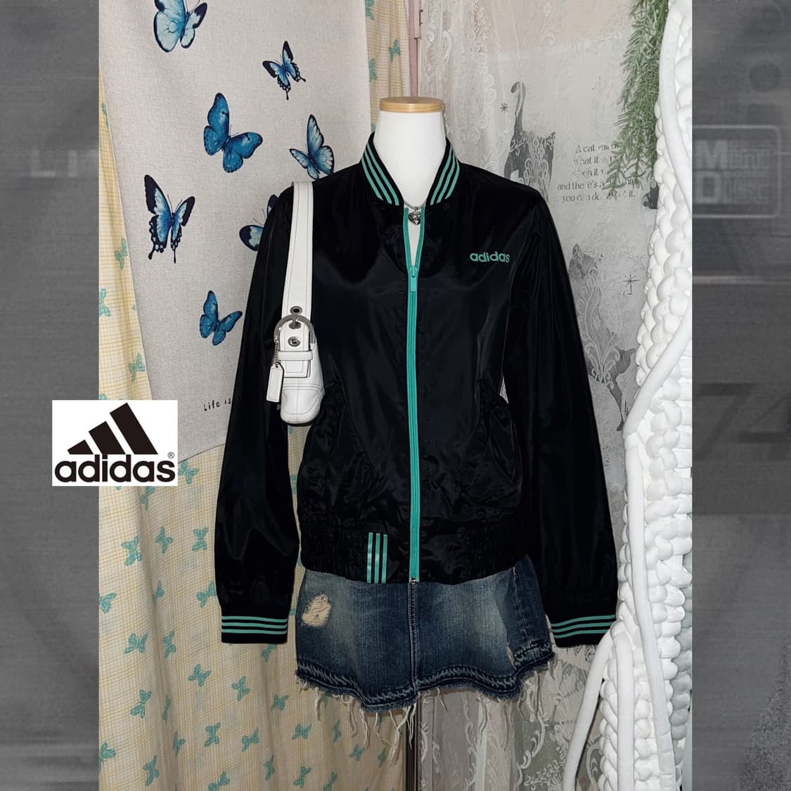 아디다스 블랙 & 민트 자켓 상품이미지3