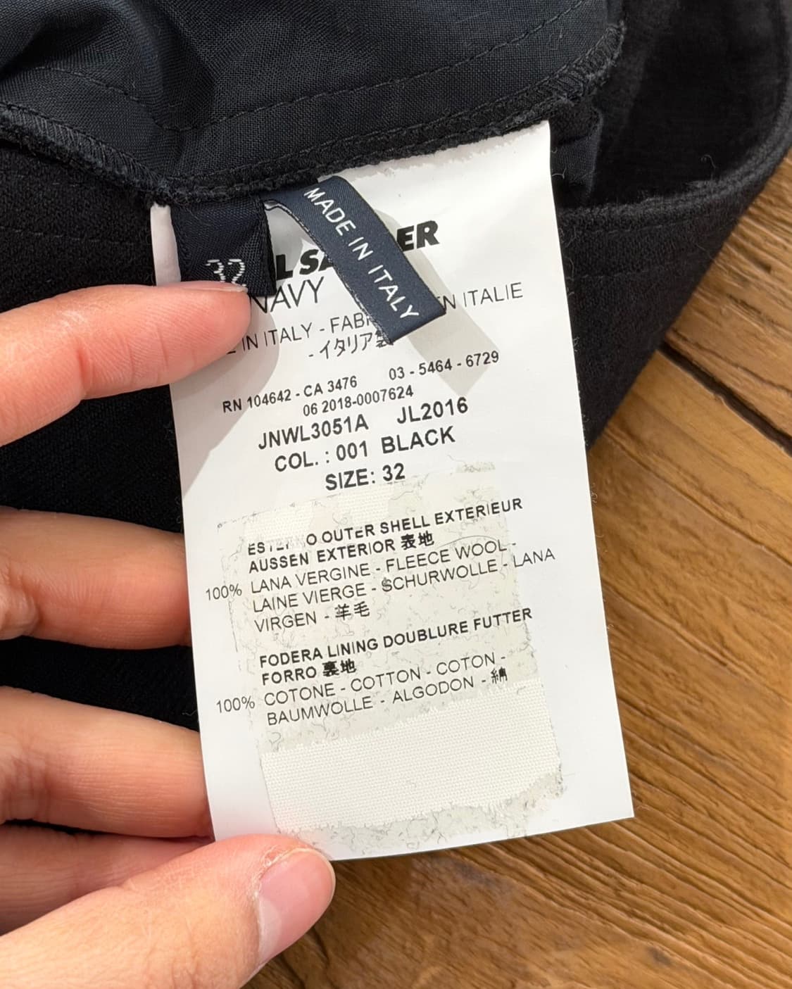 질샌더 네이비 블랙 핀턱 미디 와이드 팬츠 상품이미지8