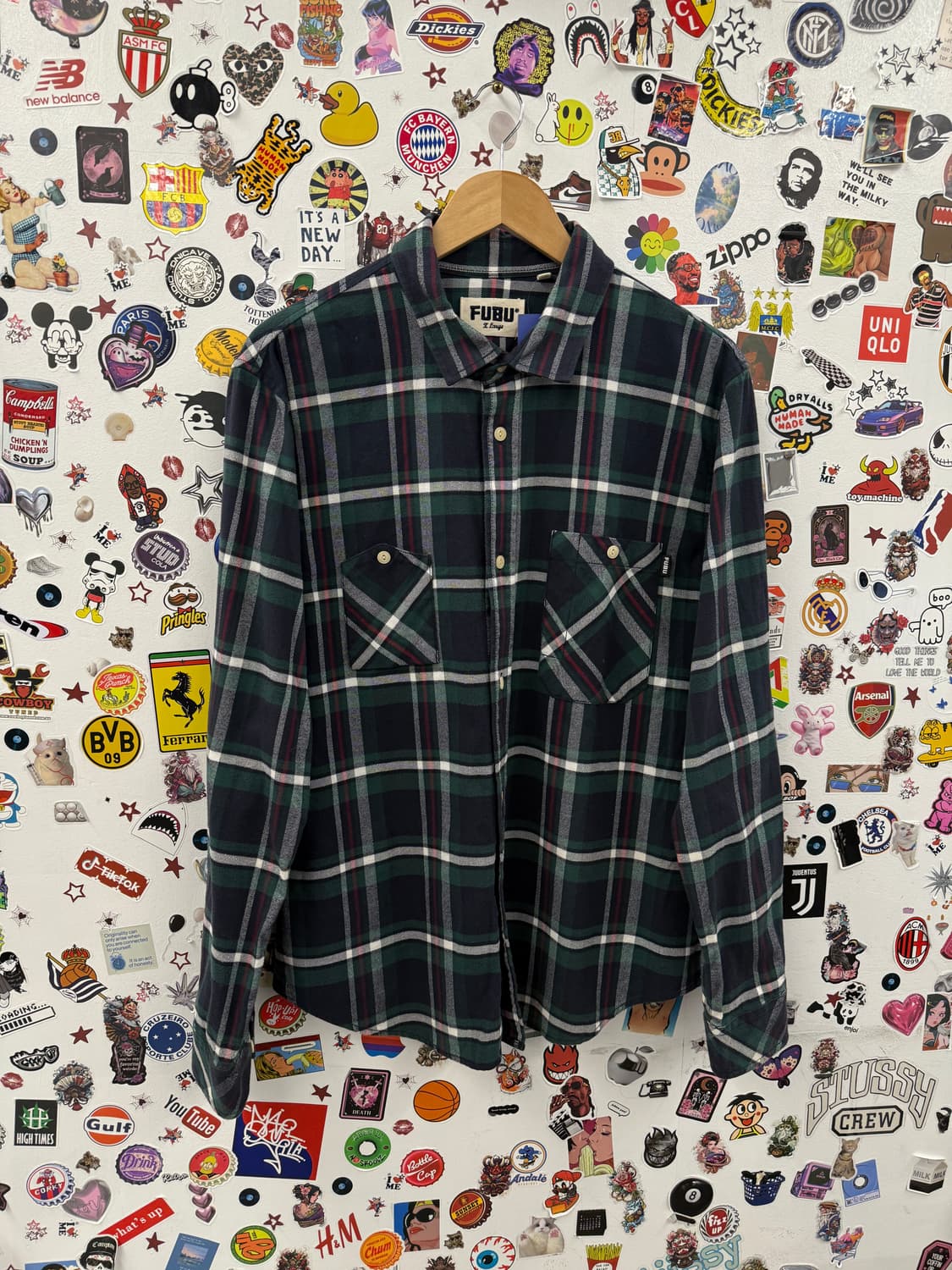 FUBU 후부 올드스쿨 그린 체크 남방 셔츠 XL 상품이미지2