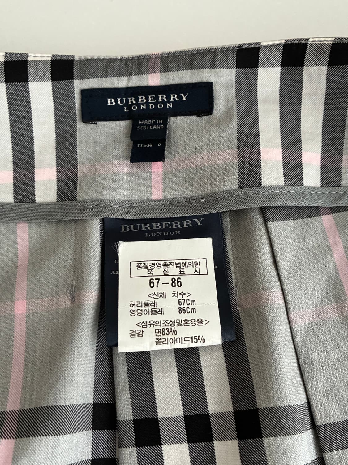 M) 00s 버버리 노바체크 버클 스커트 그레이 상품이미지5