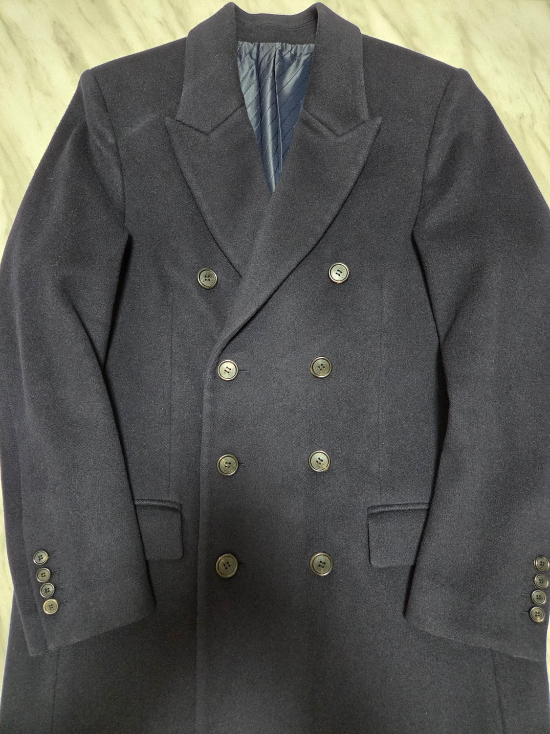 솔리드옴므 네이비 더블 브레스티드 코트 상품이미지3