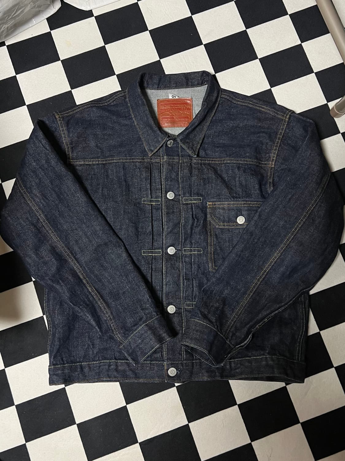 [M, 40] 아웃스탠딩 셀비지 데님 자켓 인디고 1세대 대전판 트러커 상품이미지2