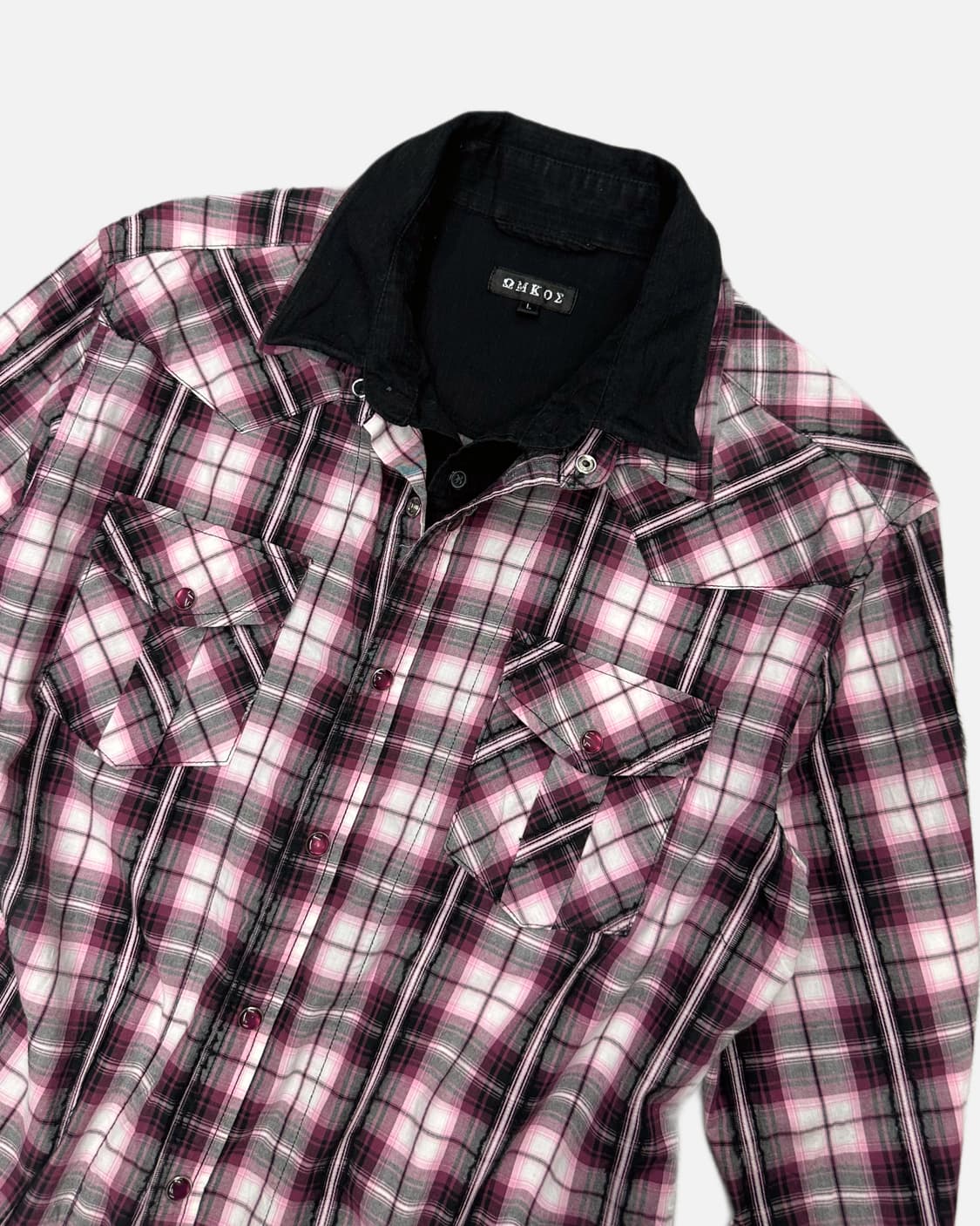 western texture check layered shirt 상품이미지2