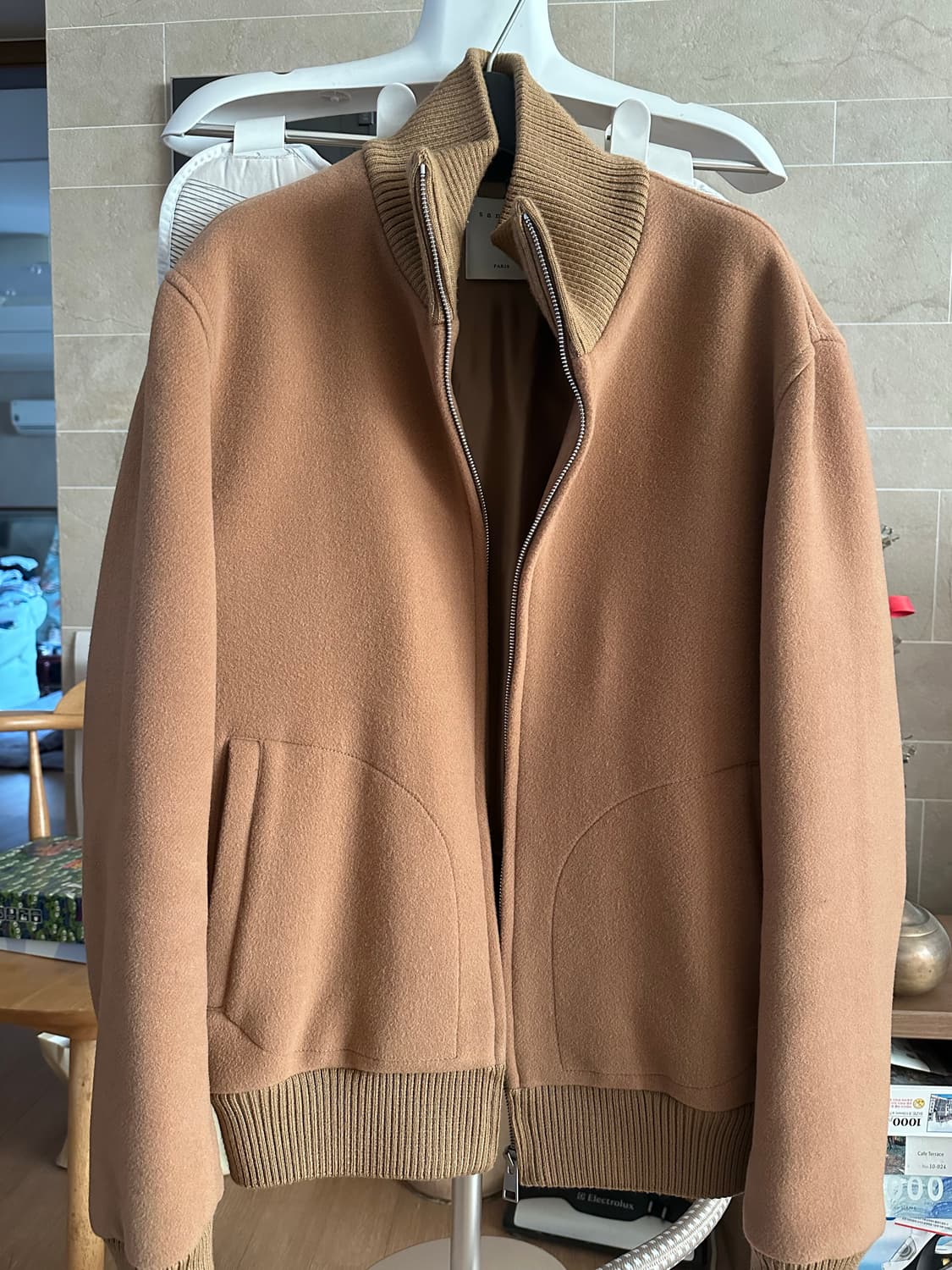 산드로옴므 울 캐시 블루종 카멜 50(M) 상품이미지2