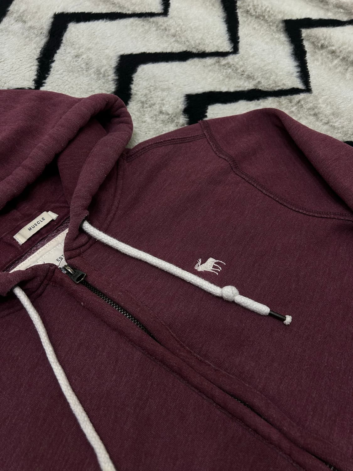 [L]아베크롬비 머슬핏 후드집업/버건디/기모 상품이미지1