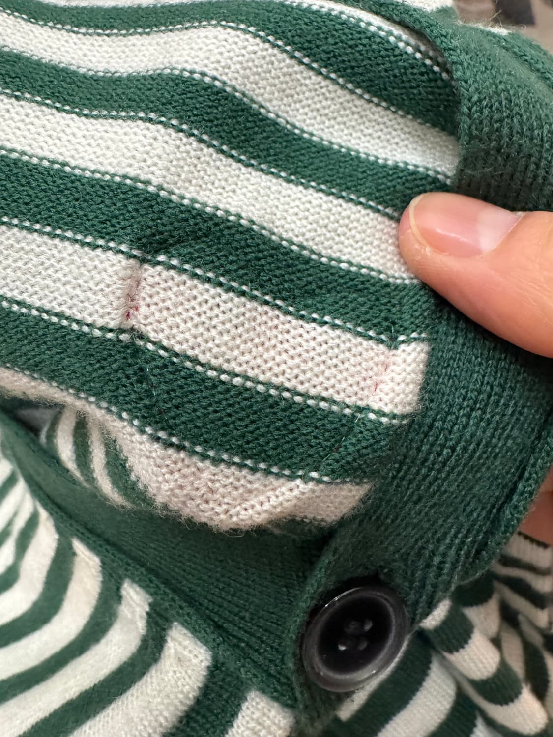 Comme 꼼데가르송 PLAY 스트라이프 하트로고 그린 코튼 가디건 상품이미지7