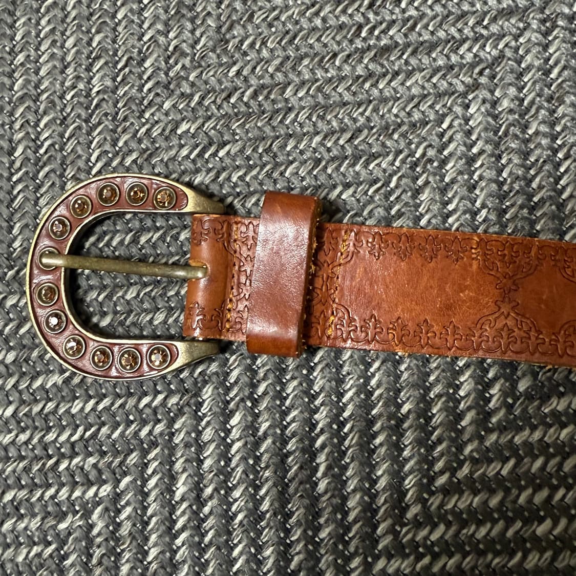 웨스턴 빈티지 브라운 가죽 벨트 상품이미지4