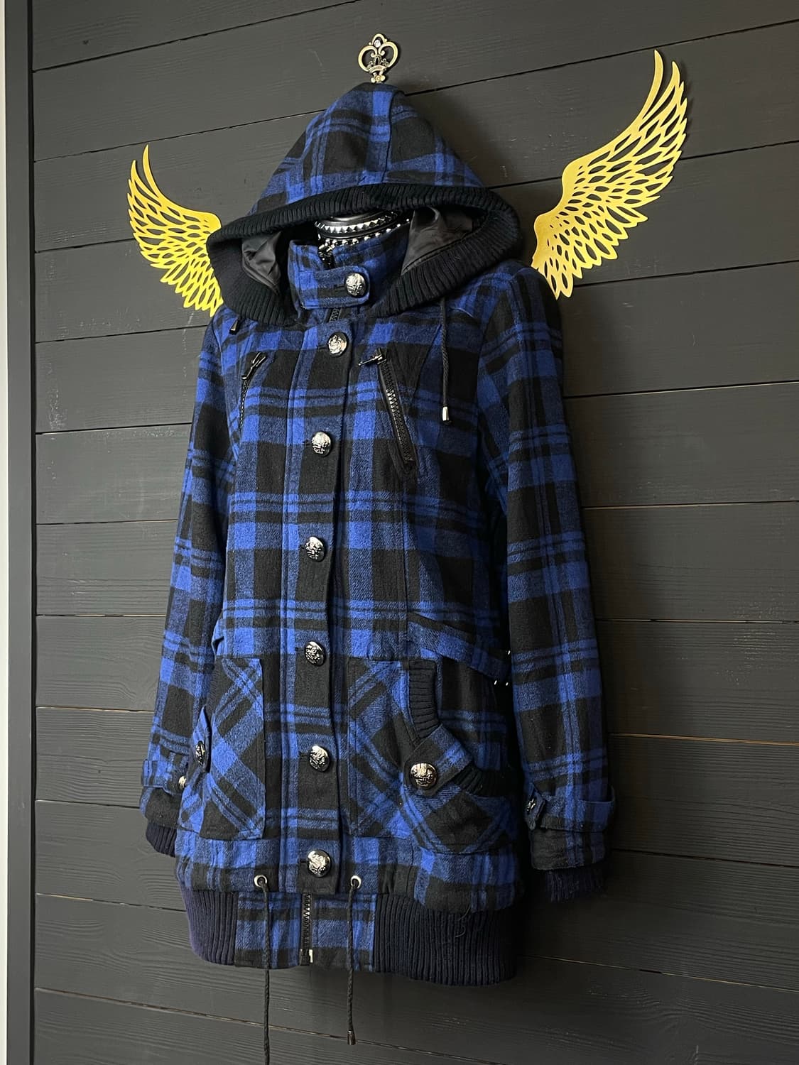 SORRIDERE 펑크 딥 블루 체크패턴 코트 상품이미지2