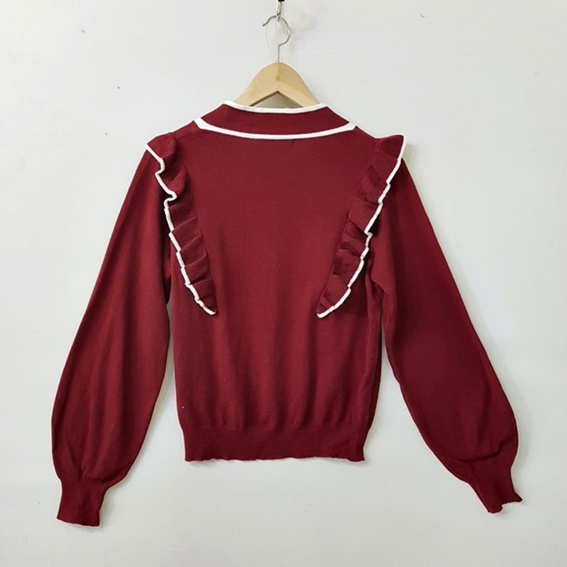 CHIP CLIP 프릴 스웨터 와인 상품이미지4