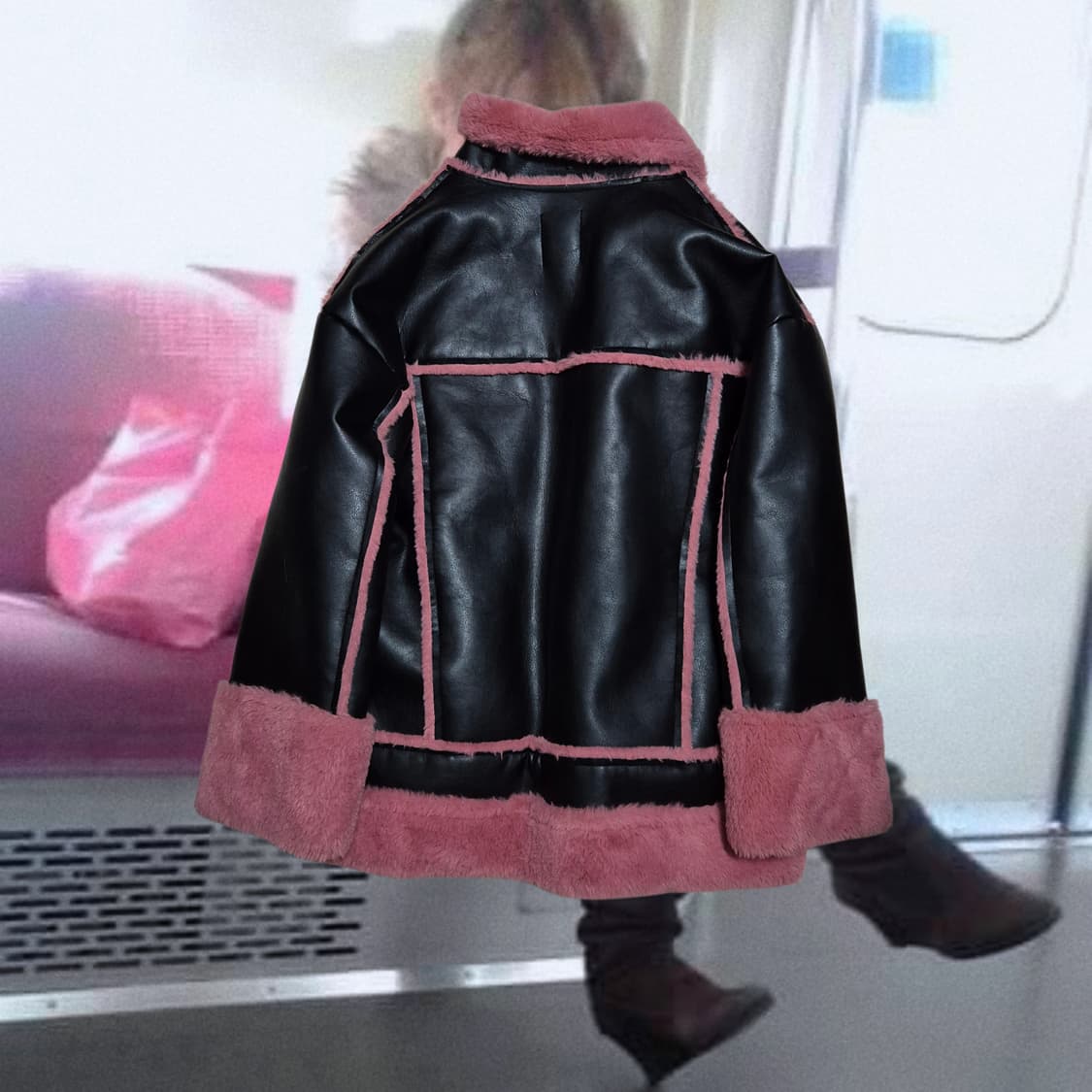 Vintage 06 Pink Fur buckle Mustang jacke 상품이미지2