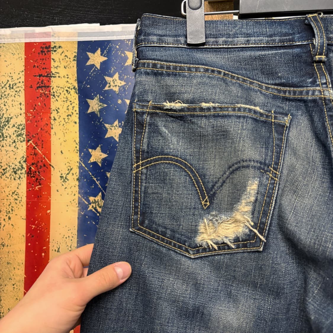 00s 리바이스 503 루즈핏 레더탭 디스트로이드 워싱 데님팬츠 N390 상품이미지7