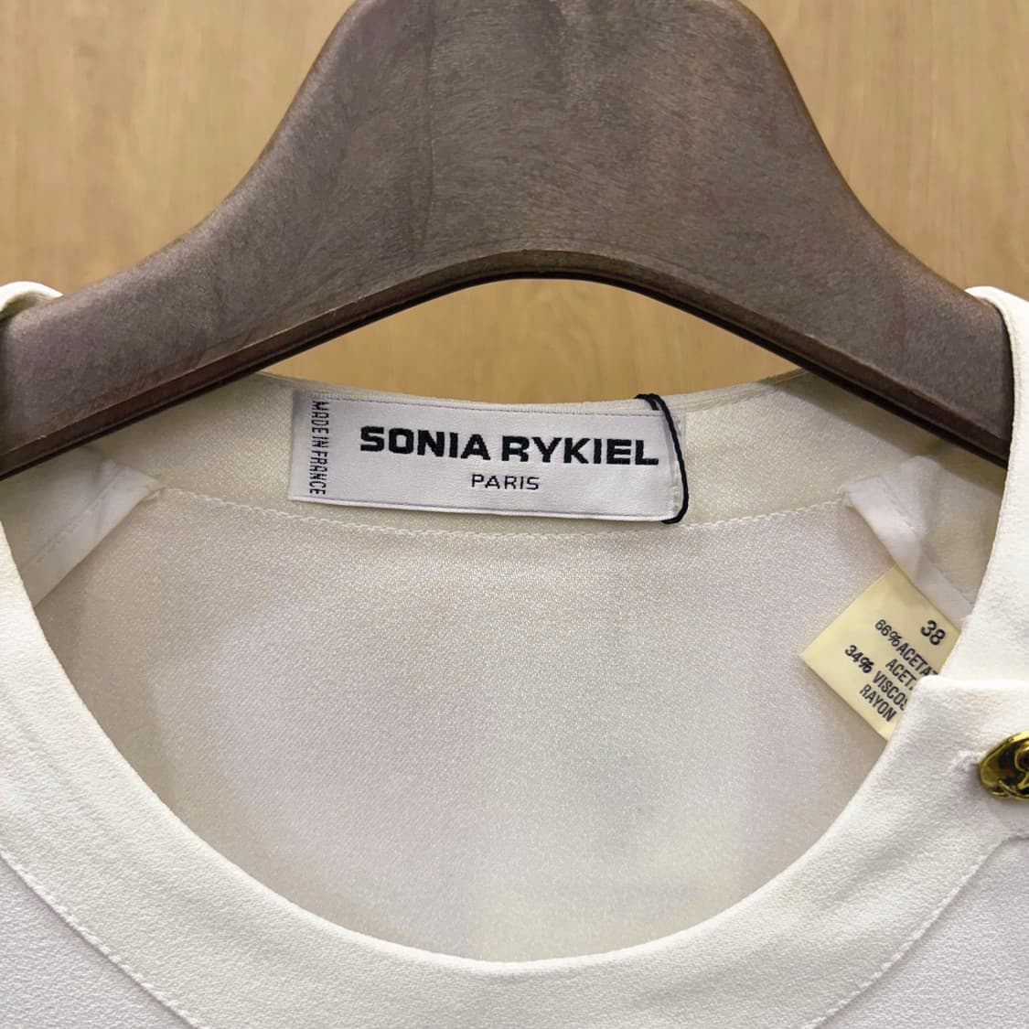 소니아 리키엘 블라우스 롱 슬리브 숄더 버튼 라운드넥 디테일 화이트 상품이미지7