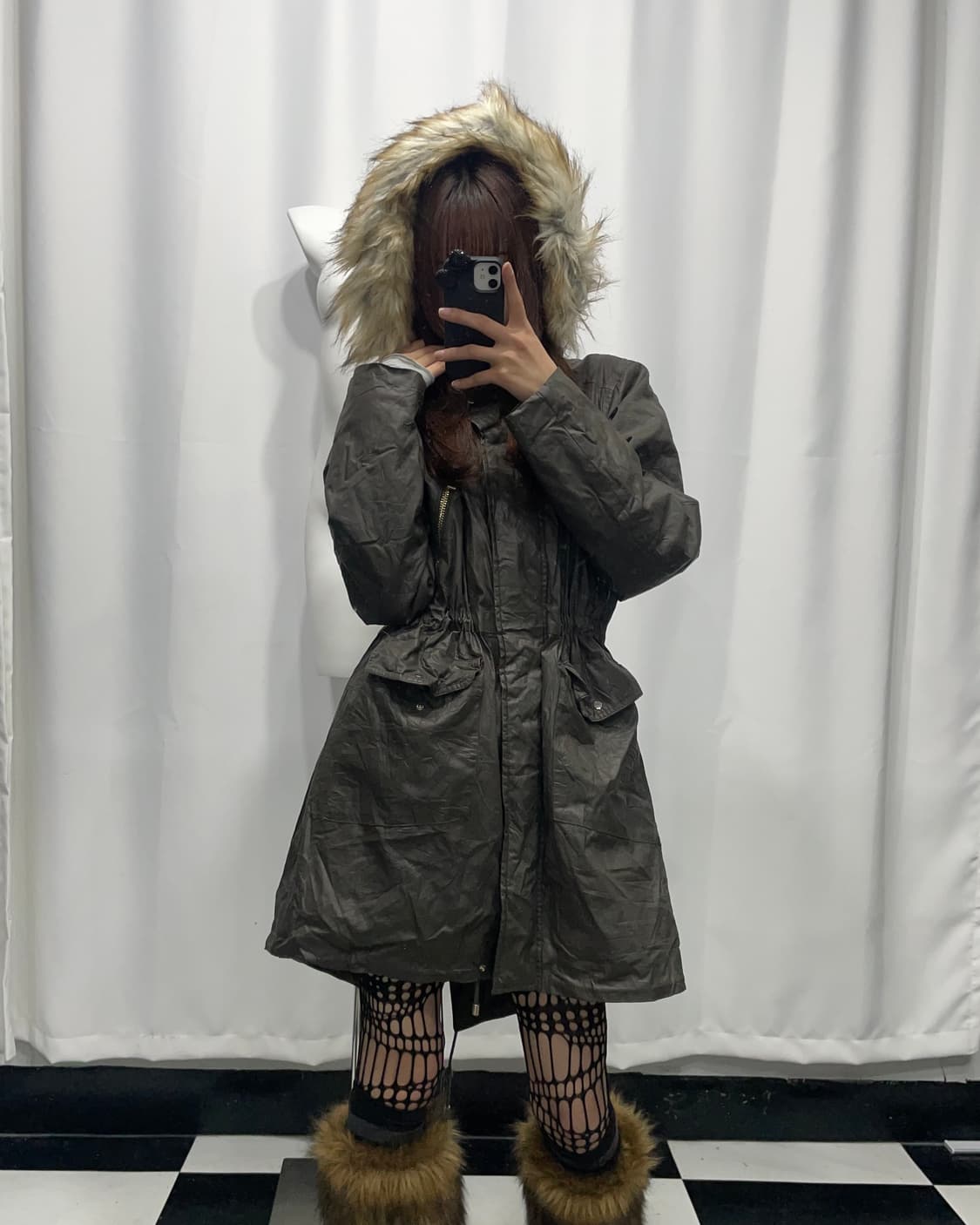 🎸카키 퍼 코팅 롱 자켓🎸 상품이미지2