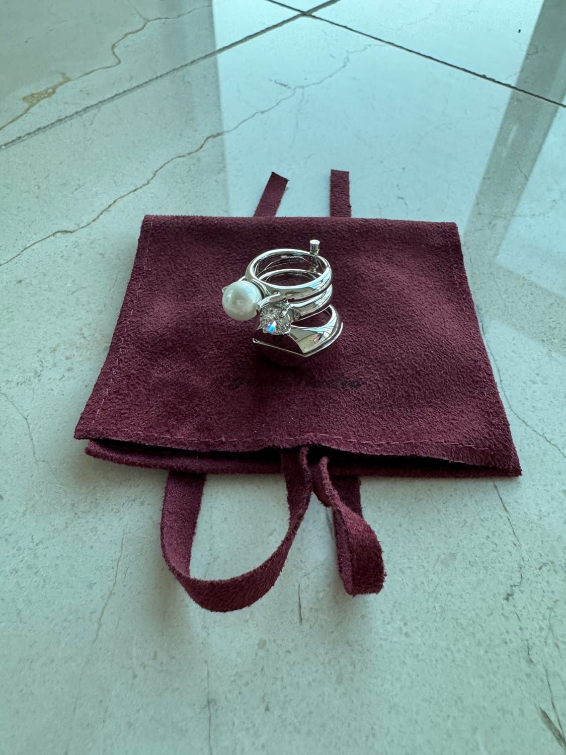 마르지엘라 Masion Margiela 트리플 레이어드 링 실버 s  사 상품이미지3