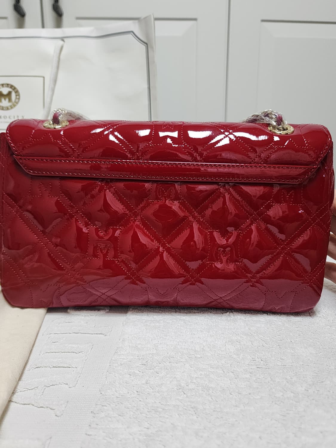 메트로시티 페이던트 리얼 가죽 핸드백 새상품 상품이미지3