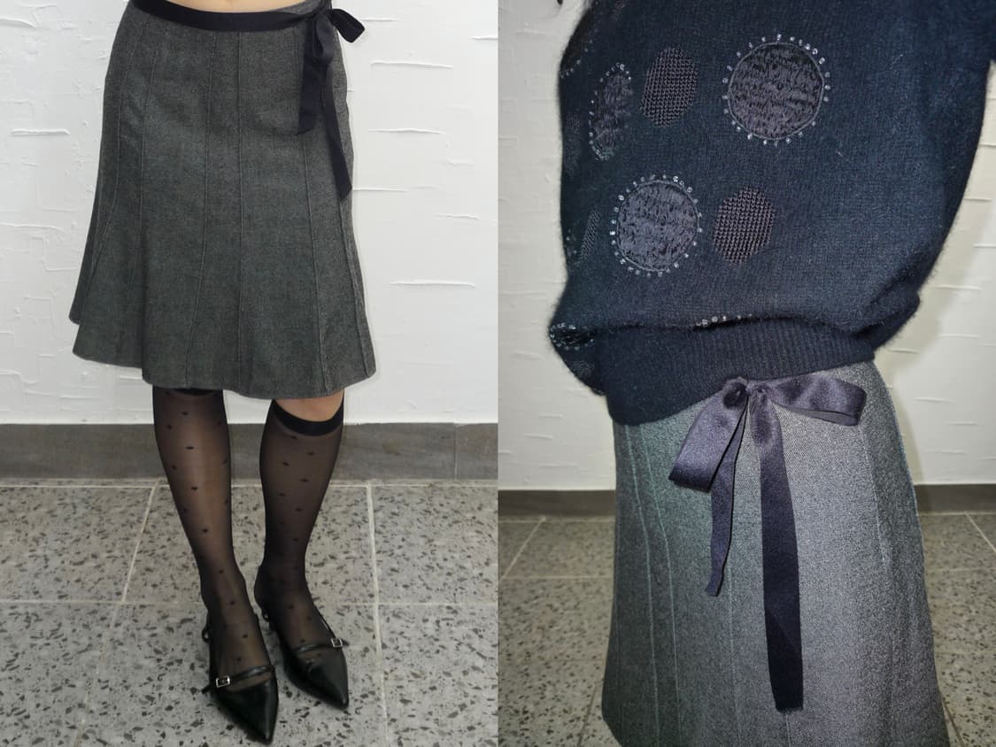 Ribbon wool midi skirt 상품이미지1