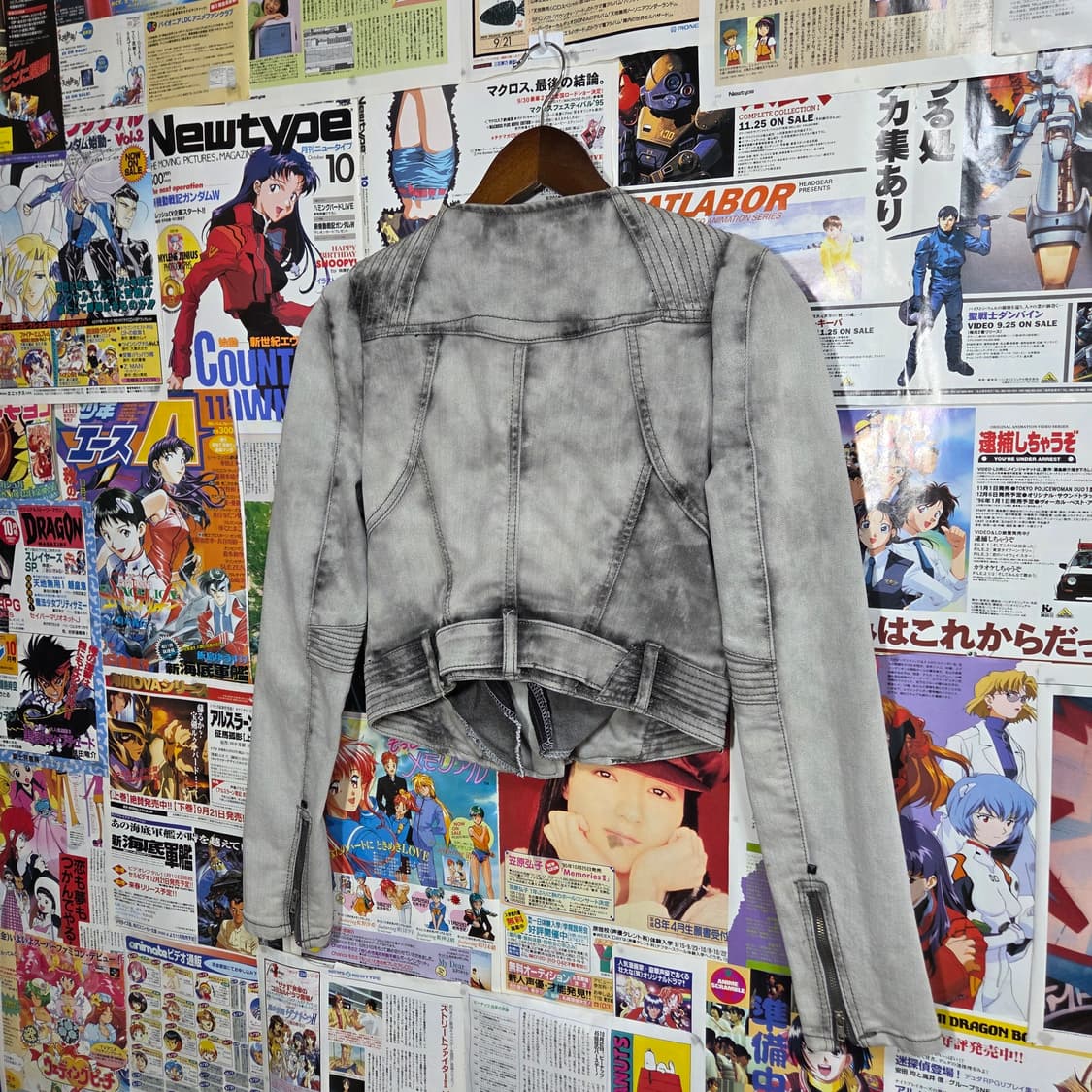 빈티지 펑크 그레이 워싱 코튼 슬림핏 바이커 자켓 상품이미지6