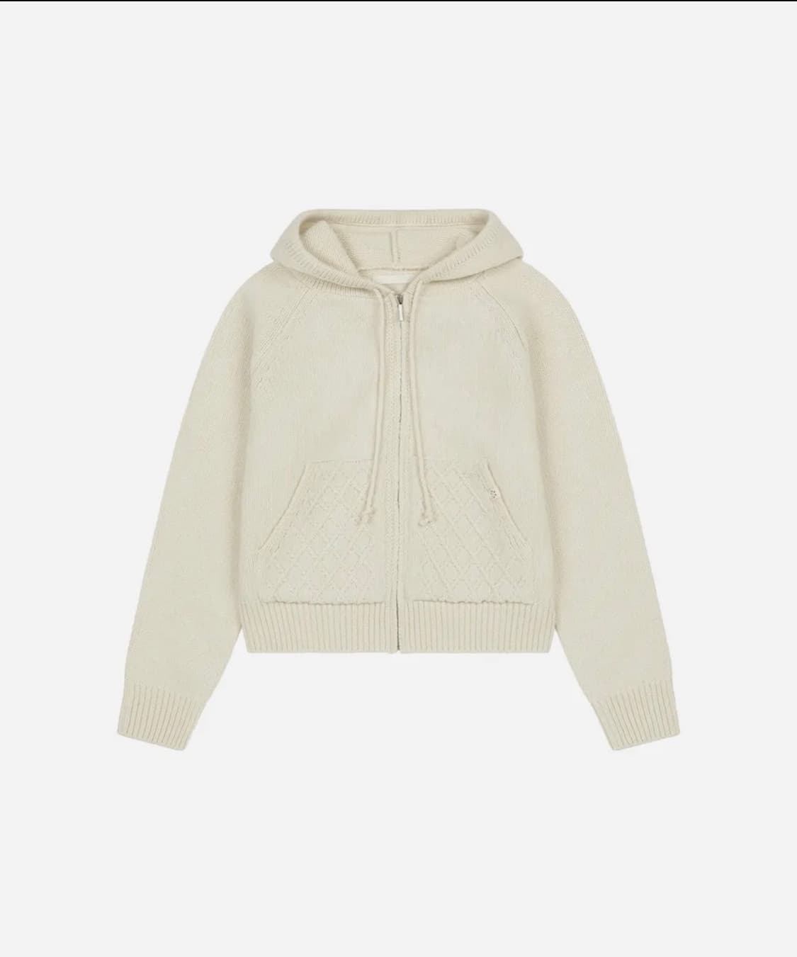 오헤시오 케이블 니트 후드 집업 아이보리 상품이미지1