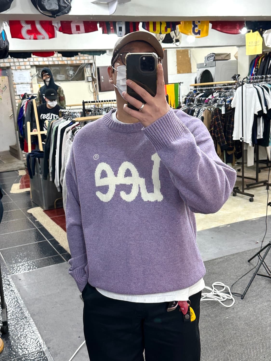 LEE 빅 트위치 로고 니트 퍼플 L 상품이미지5