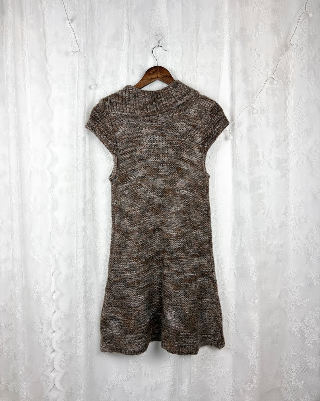 Melange Shawl Collar Button Knit Dress 상품이미지4