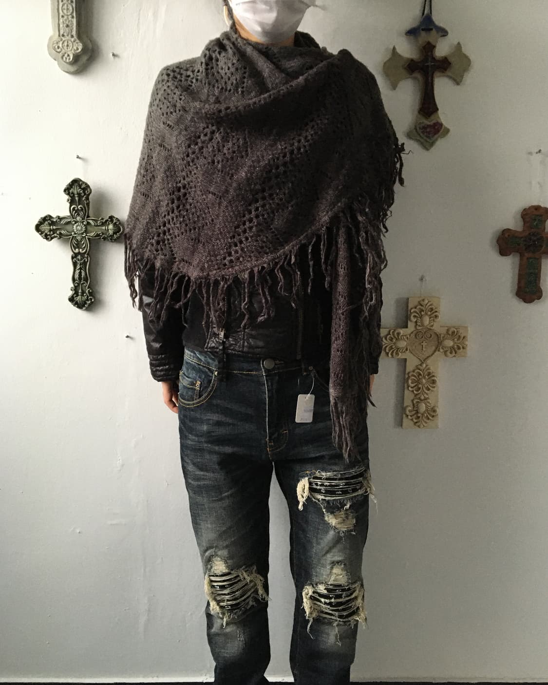 Fringe net cape 상품이미지6