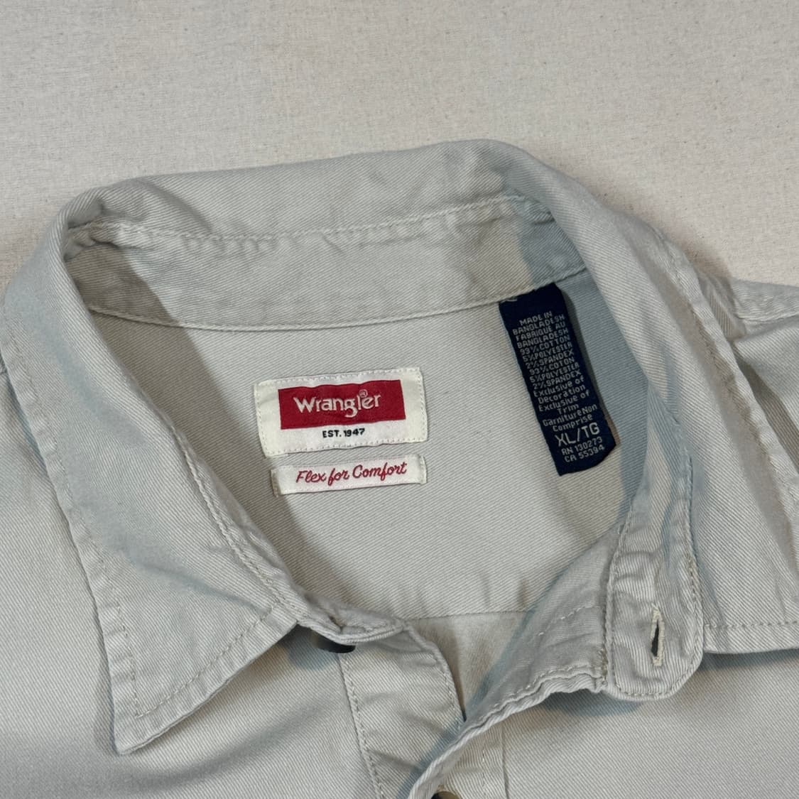 XL) Wrangler 랭글러 투포켓 워크웨어 코튼 셔츠 크림 베이지 상품이미지6