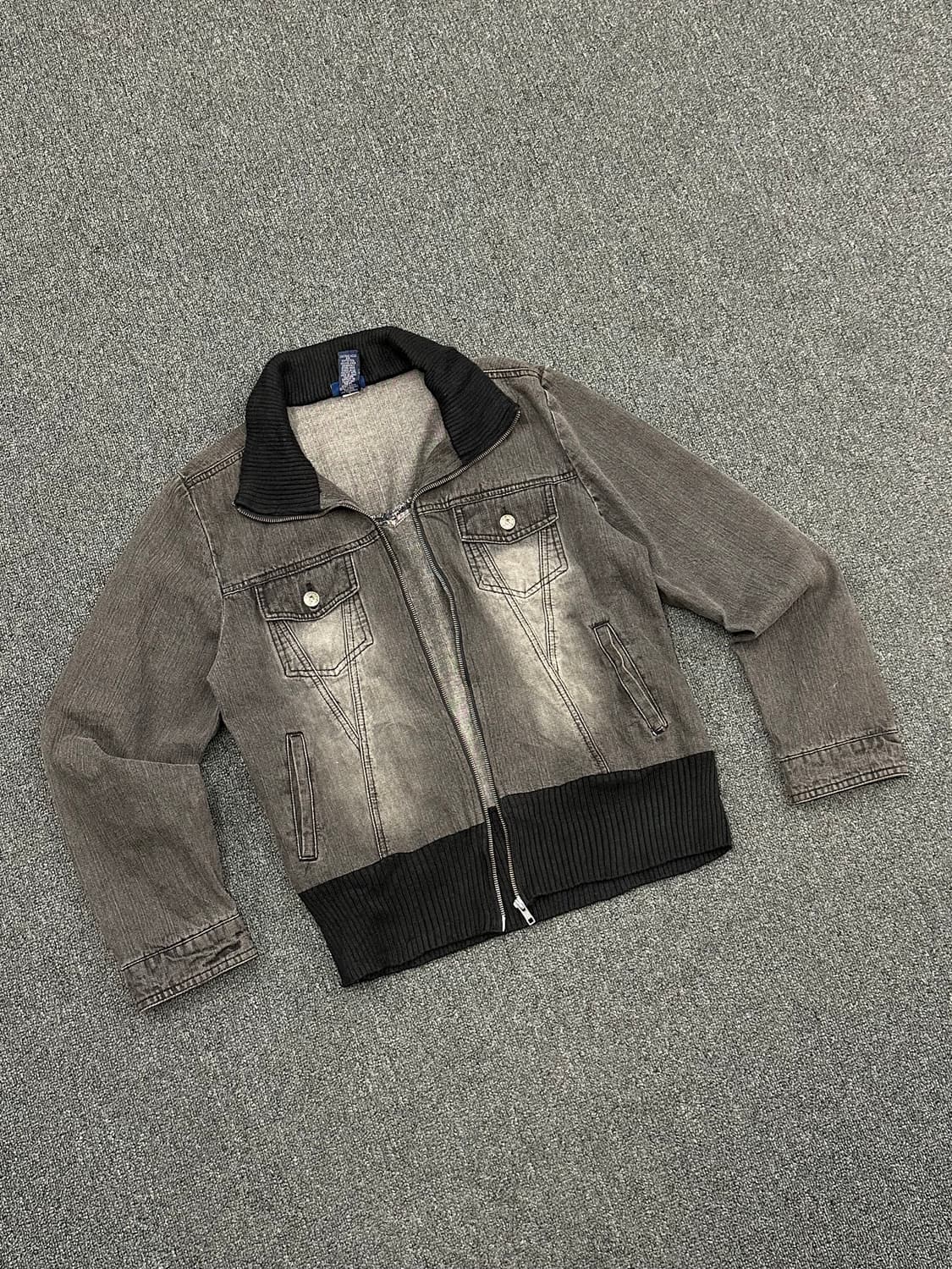 16)jeans west 빈티지 흑청 데님 니트 자켓 상품이미지1