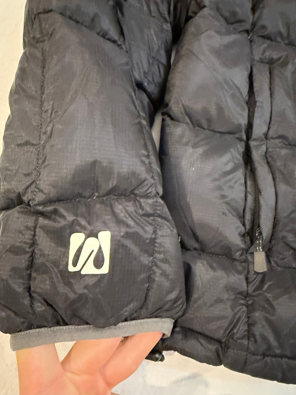 WMC 이중지퍼 덕다운 바둑판 경량패딩 블랙 상품이미지2