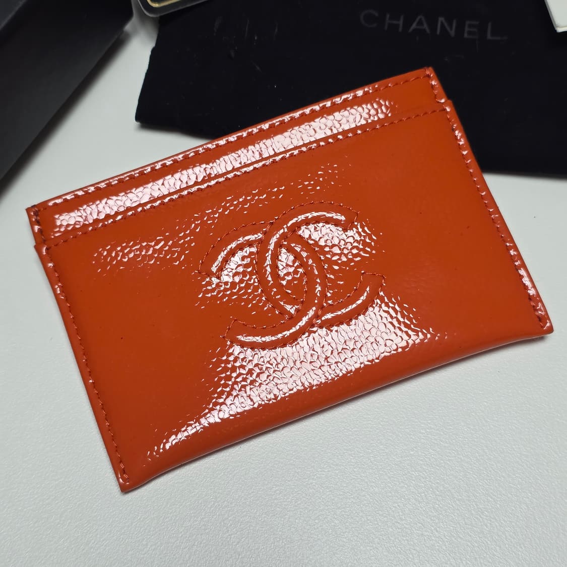 샤넬 카드지갑 오렌지 페이던트 레더 풀세트 상품이미지1