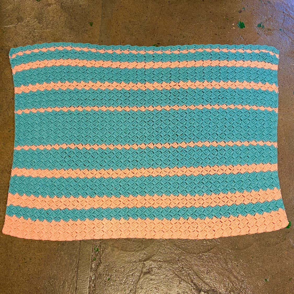 90s USA 비비드 니트 카페트 러그 매트 담요 상품이미지1