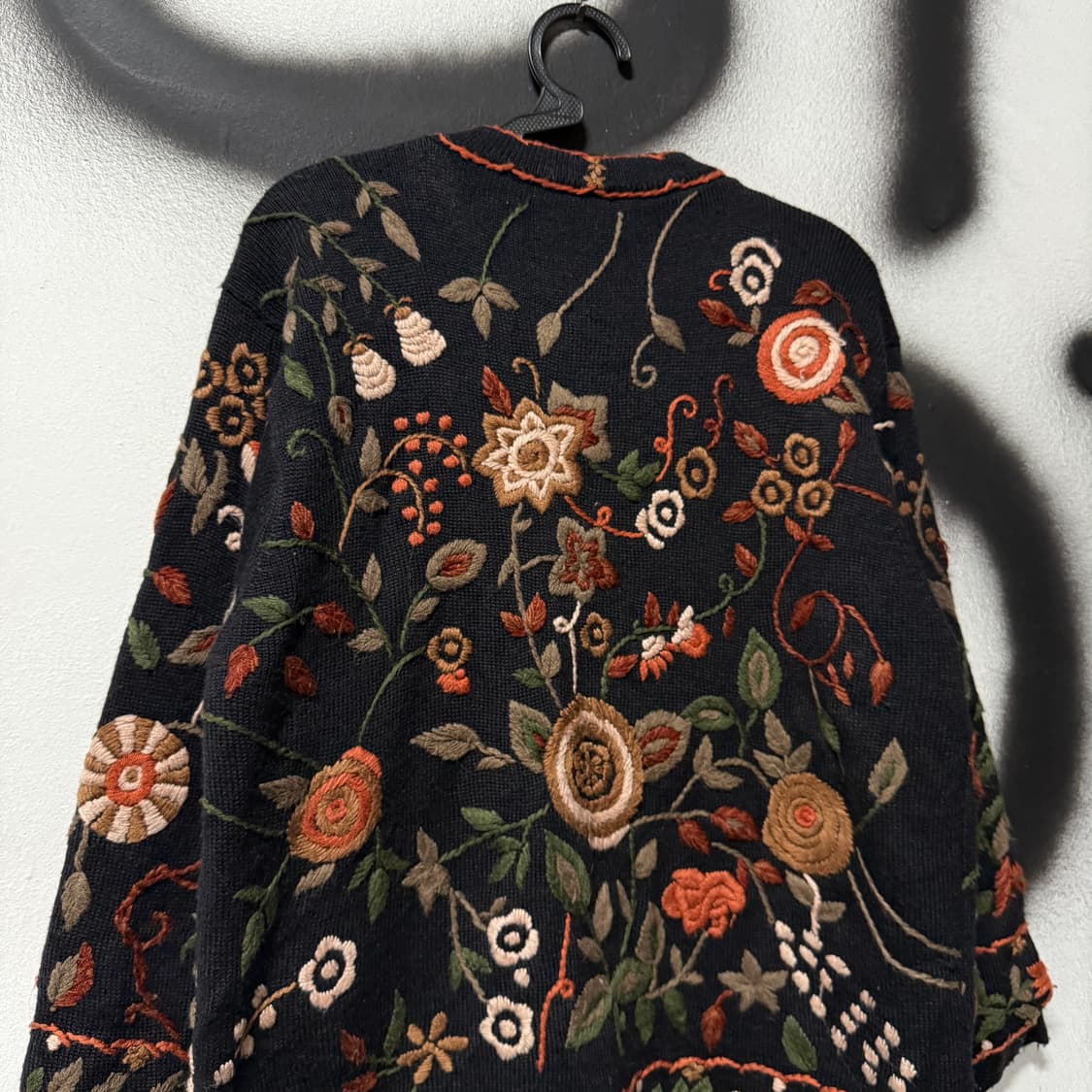 VTG 빈티지 오리엔탈 에스닉 플라워 자수 울 혼방 니트 가디건 상품이미지5