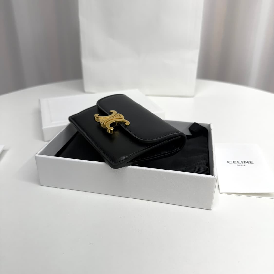 [풀박스] 셀린느 트리오페 플랩 카드지갑 블랙 상품이미지6