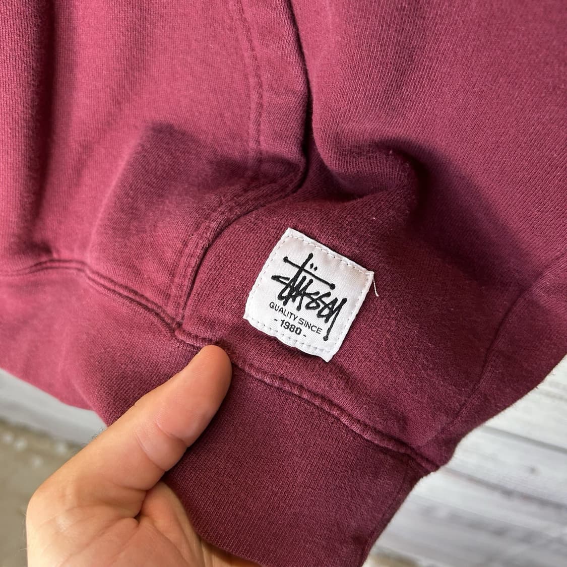 00s 스투시 인트리케이트 더블 SS 링크 후드티 버건디 상품이미지4