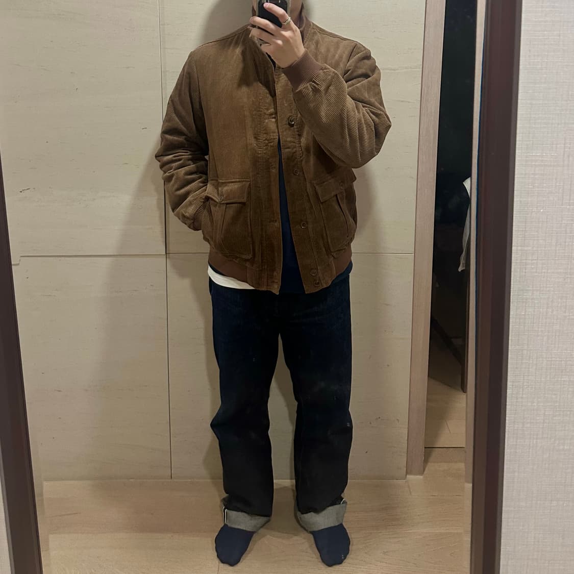 브라운 코듀로이 봄버 에비에이터 자켓(L) 상품이미지2