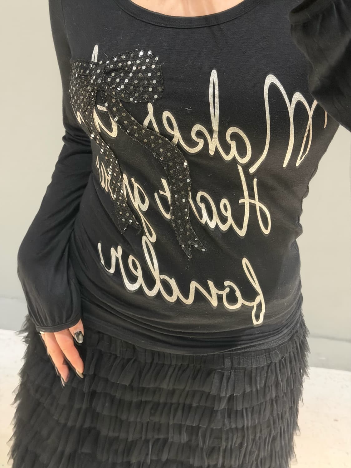 ribbon point lettering long sleeve 상품이미지4