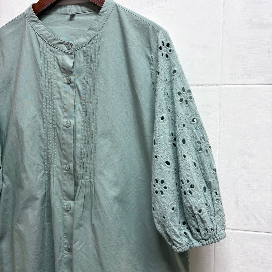 민트 펀칭 자수 모리걸 블라우스 JPN 상품이미지2