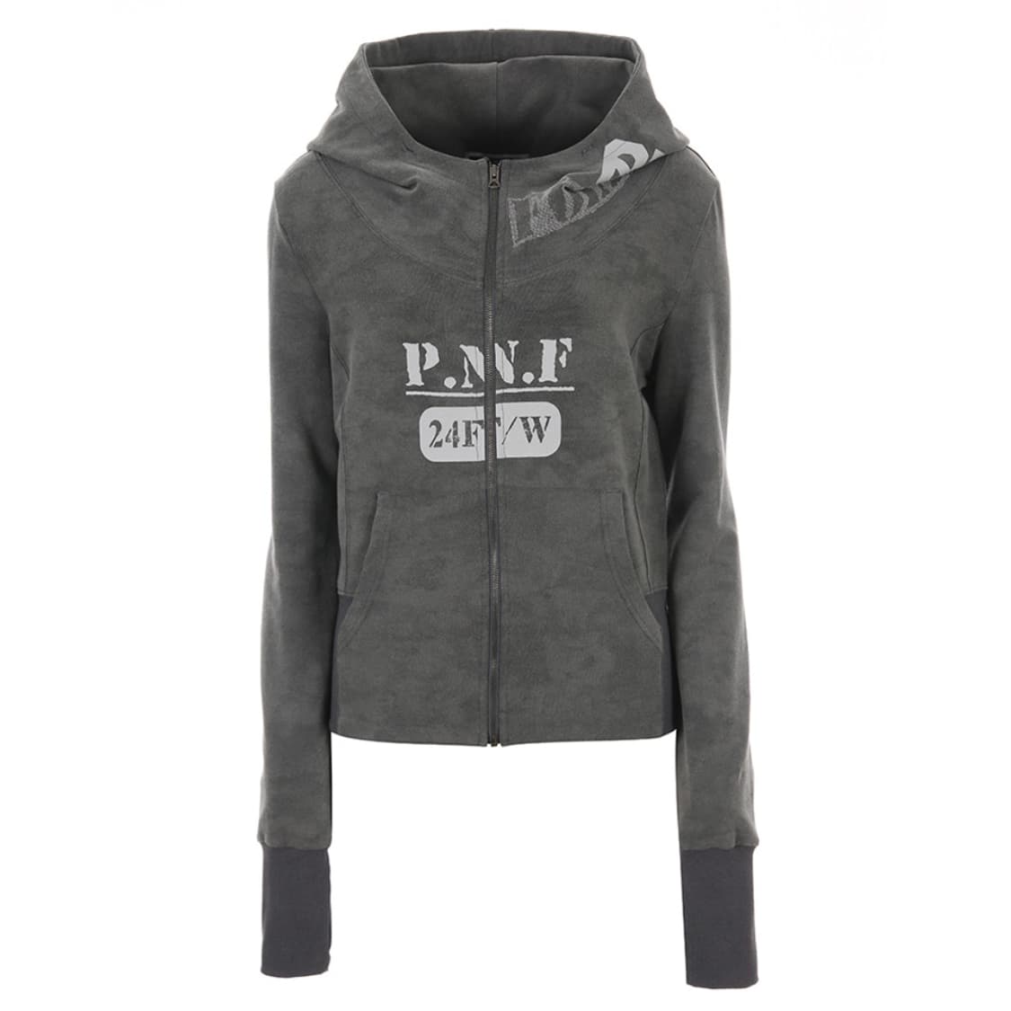 Jade High-Neck Hoodie Zip-Up (Washed Cha 상품이미지4