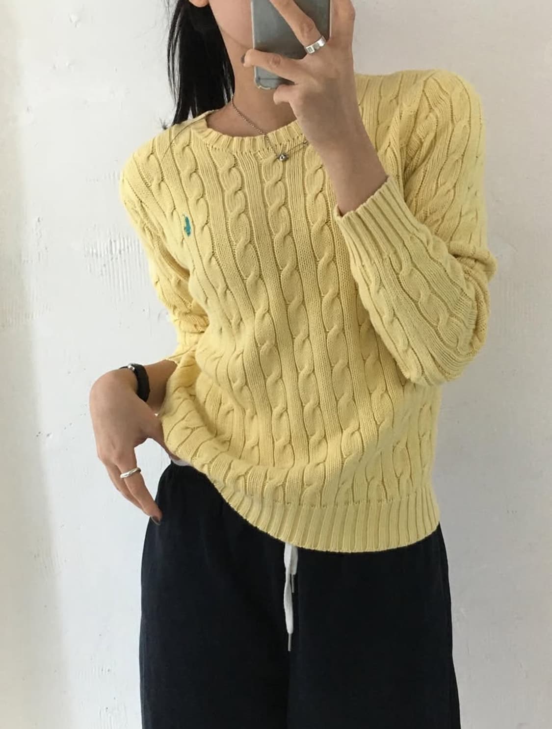 Polo 랄프로렌 코튼 옐로우컬러 케이블니트 상품이미지1