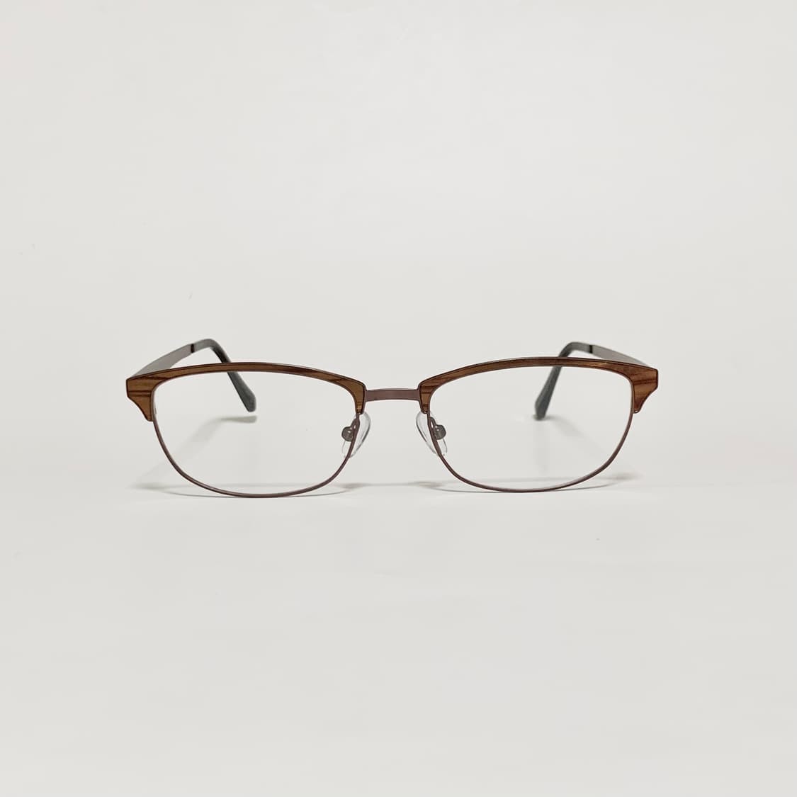 941 빈티지안경 데드스탁 우드 패턴 브라운 사각 메탈 남녀공용 프레임 상품이미지1