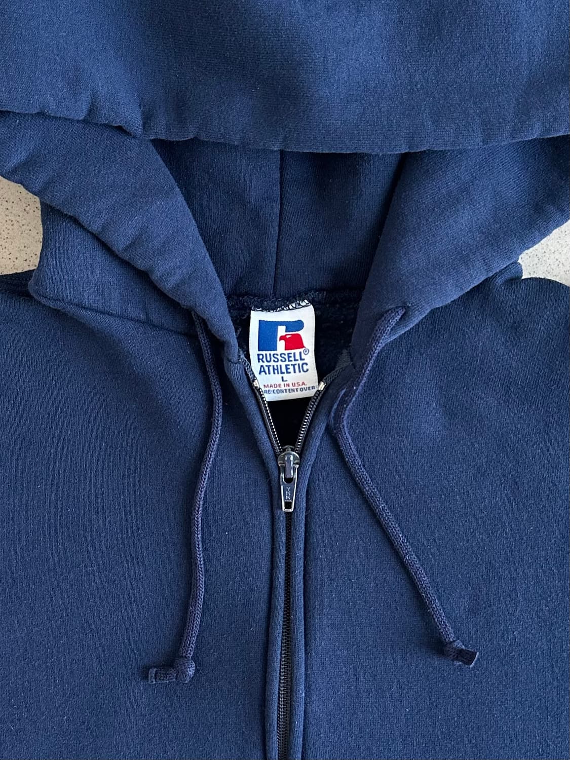 90s 빈티지 러셀 후드집업 네이비 L USA 상품이미지9